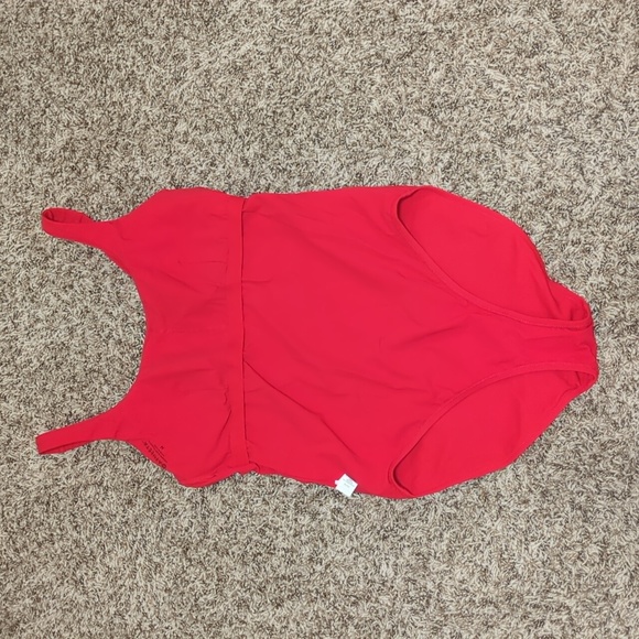 Athleta bright red one piece low back ribbed swimsuit - Picture 5 of 8